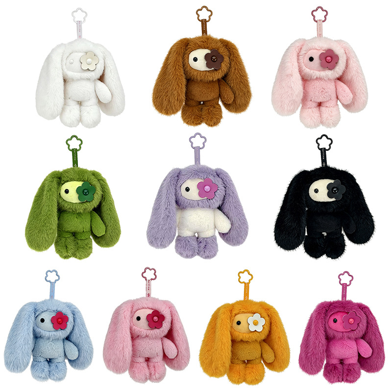 Carabiner Keychain - Porte-clés en peluche lapin Juju mignon