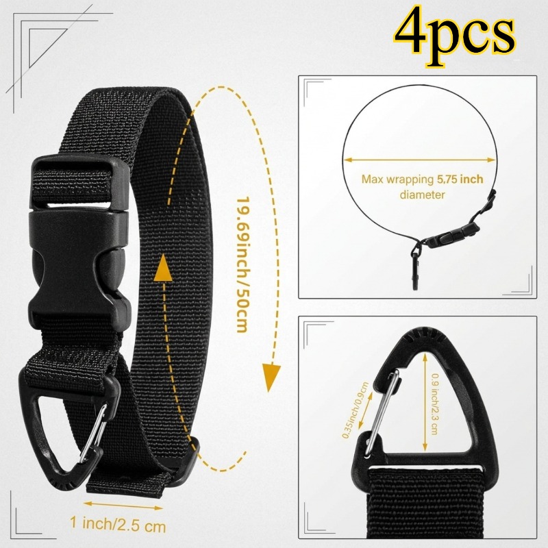 Gear Tie Reusable - 4 sangles réglables pour tuyau d'arrosage,