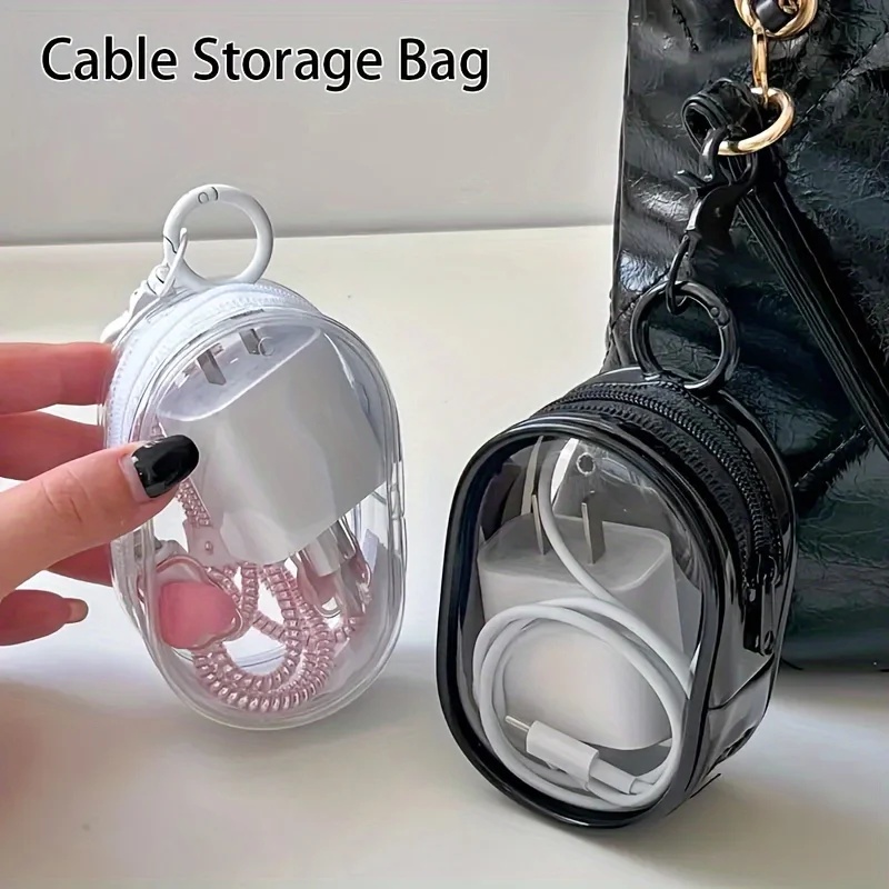 Cable Winder Keychain - Sac de rangement portable mini transparent