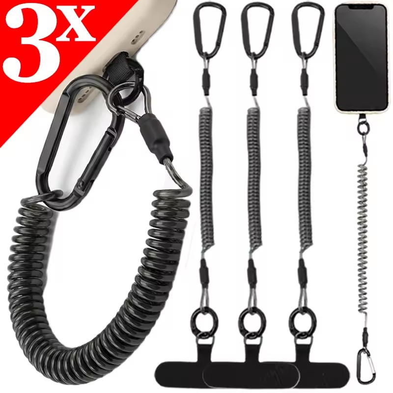 Carabiner Keychain - Cordon de sécurité rétractable flexible anti-perte