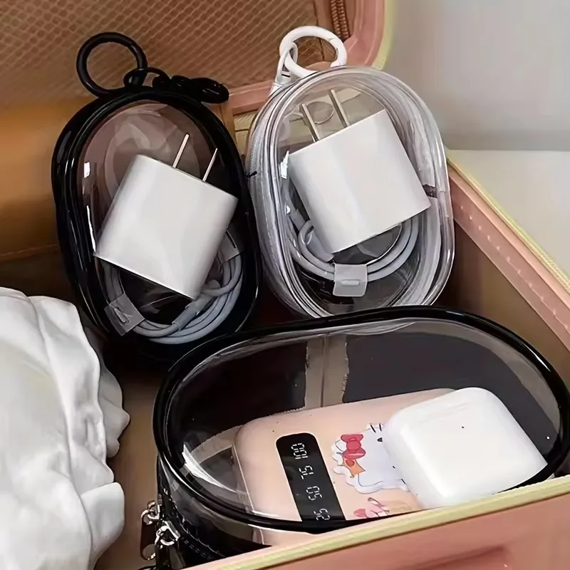 Cable Winder Keychain - Sac de rangement portable mini transparent