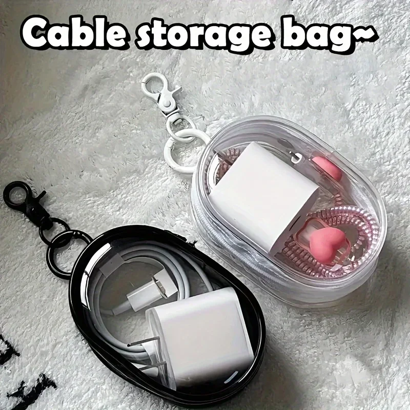 Cable Winder Keychain - Sac de rangement portable mini transparent